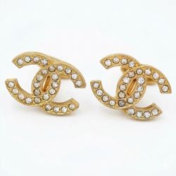 CC Vintage Classic Gold Rhinestone Stud Embellished Earrings