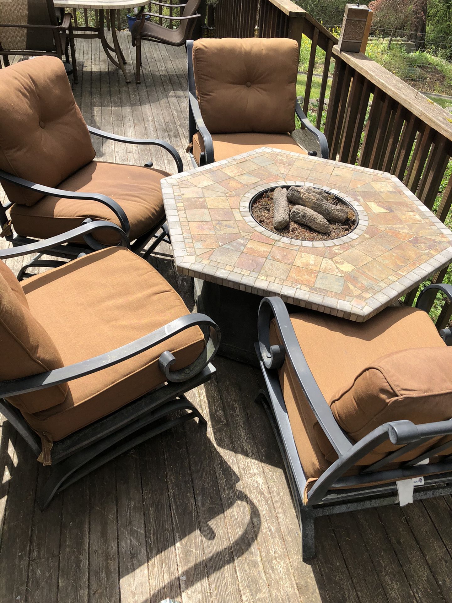 Costco fire pit with chairs