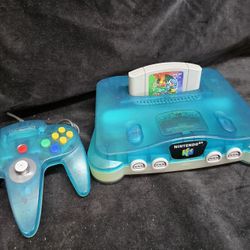 Japanese Nintendo 64 Clear Ice Blue Console Bundle
