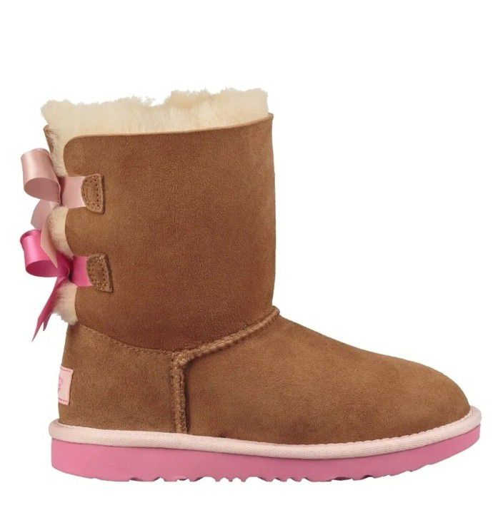 *NEW* UGG | Big Kid US 13 K Bailey Bow II Brown & Pink Bootie Winter Boots Shoes
