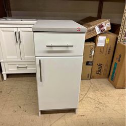 16" Modern Wood Base Cabinet with Drawer and Door in White, New