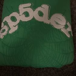 green rhinestone sp5der hoodie