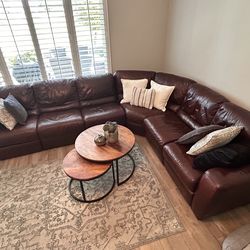 Fine Italian Leather sectional couch.