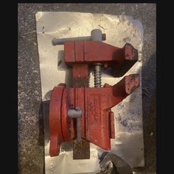 Vintage Olympia Bench Vise 4.5" Jaws Swivel Base Cast Iron