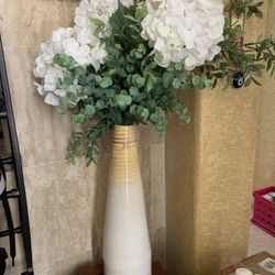 Faux Flower Arrangement With Vase 