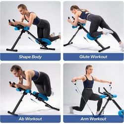 Black blue  Adjustable Ab Trainer Foldable Machine for Abs Workout at Home Gym - 🔵