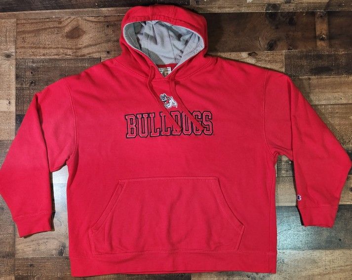 Champion Fresno State Bulldogs Sweater Mens XXL 2XL Red Sweatshirt Hoodie Pocket