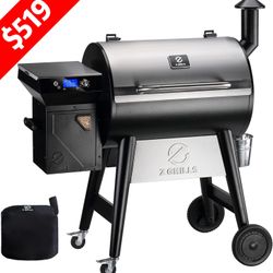 Z GRILLS Wood Pellet Grill Smoker with PID 2.0 Technology, Meat Probes, 697 sq in Cooking Area, Rain Cover for Outdoor BBQ, 7002C2E