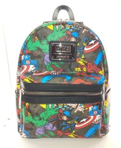 Loungefly Marvel Avengers Comic All Over Print Mini Backpack NWT