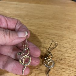 Snake Dangling Earrings (Gold Plated) (PMRSDE)