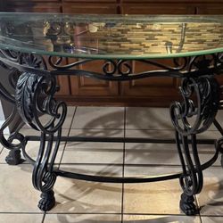 Mesa De Entrar Metal Y Vidrio