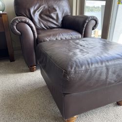 Natuzzi leather Chair And Ottoman 