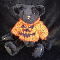 1997 Ganz Pumpkin Black Jointed Collectible Teddy Bear
