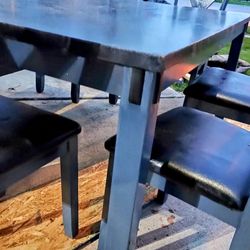 Phantom Gray And Black Kitchen Table Roy 4 Chairs And 2 Seat Bench