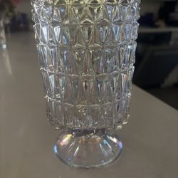 Vintage Iridescent, faceted Glass Pedestal Vase