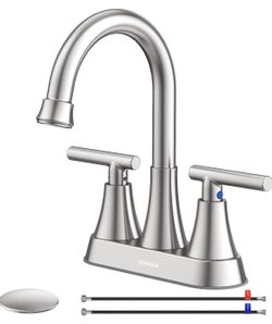 Hurran Bathroom Faucet 4 inch Centerset 2-Handle Brushed Nickel