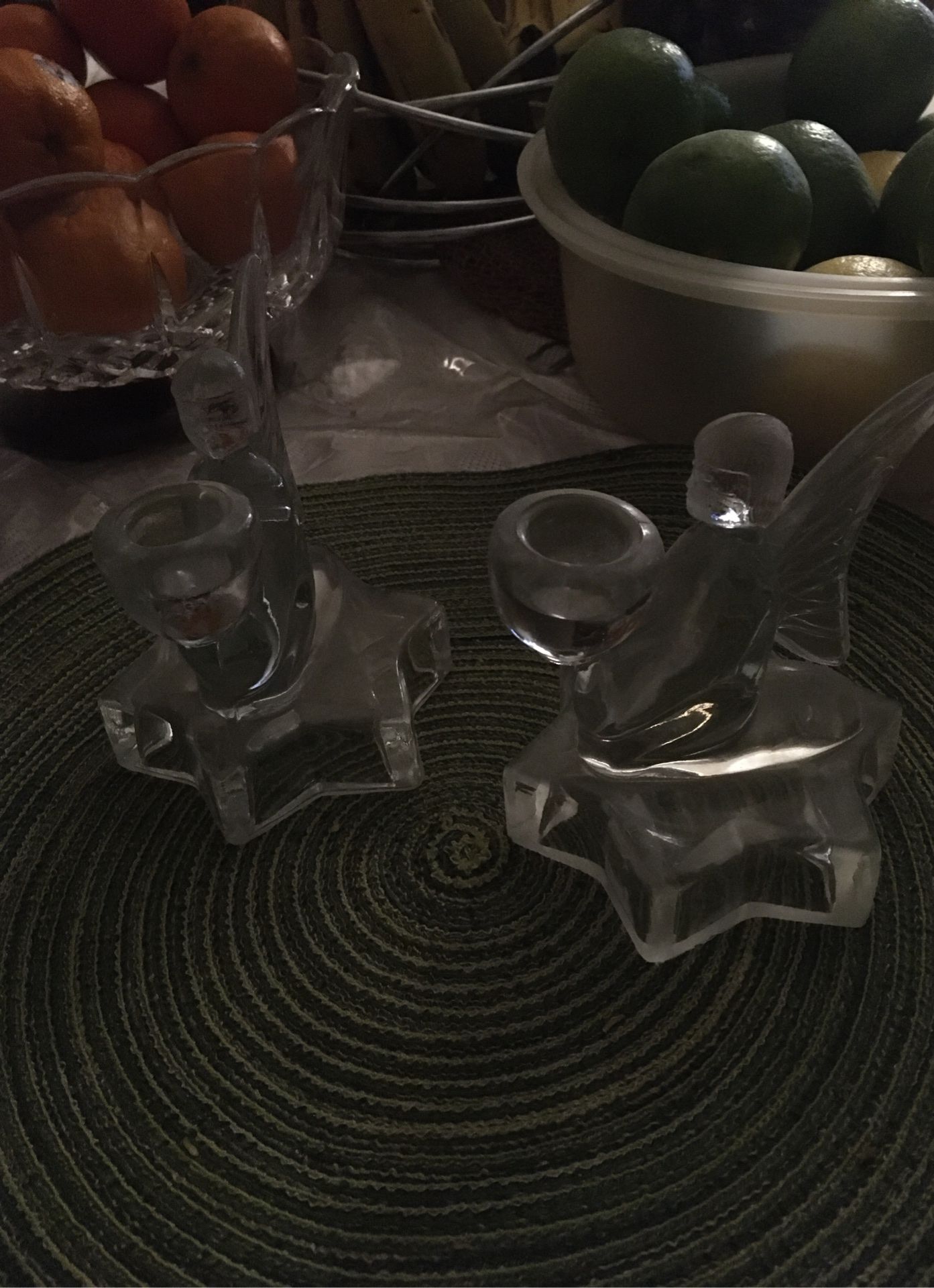 Vintage Glass Angel Candle holders
