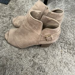 Tan, Open Toe Boots, Size 7 