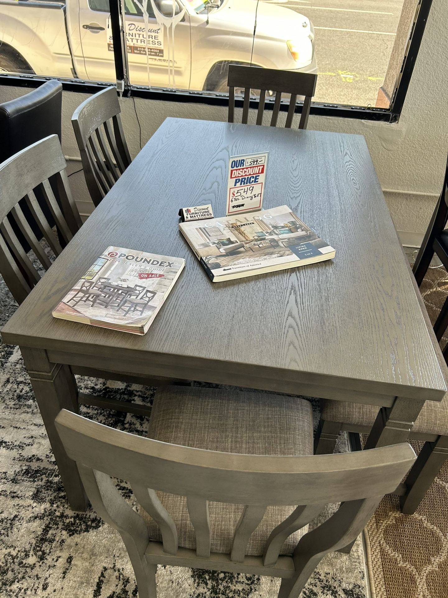 Comedor Para 6 Personas De Madera Color Gris