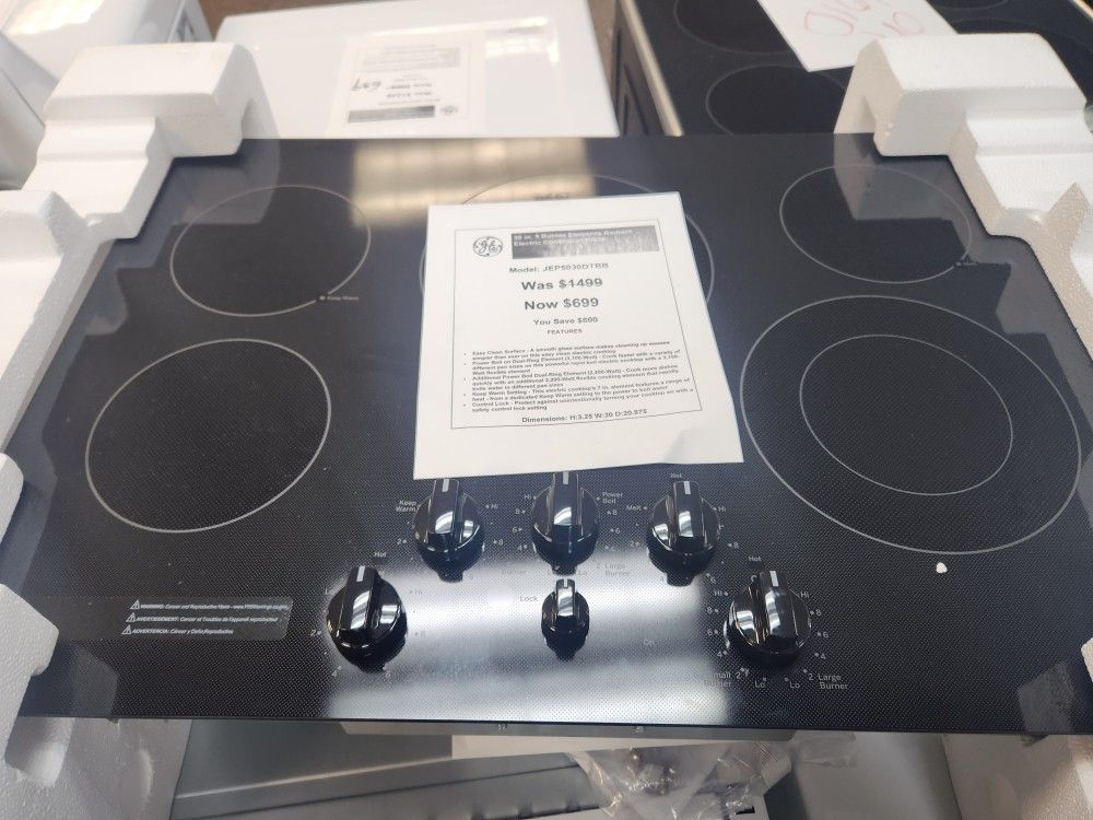 30 in. 5 Burner Elements Radiant Electric Cooktop in Black