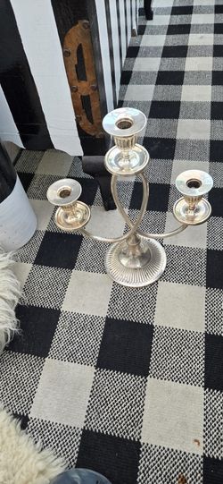 Pair Of 2 Candlelabra Candle Sticks / Silver Plated