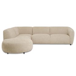 Loures 3-Piece Sectional Sofa 107" Boucle Beige Fabric