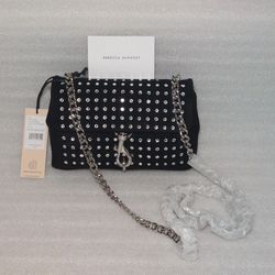 REBECCA MINKOFF designer crossbody bag. Black suede. Clear crystals. Brand new with tags Women's purse 