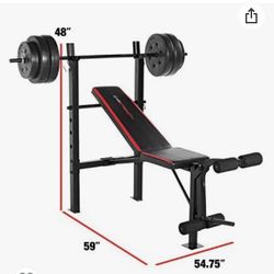 Bench Press Wourkout Bench With 100lbs Weights Included 