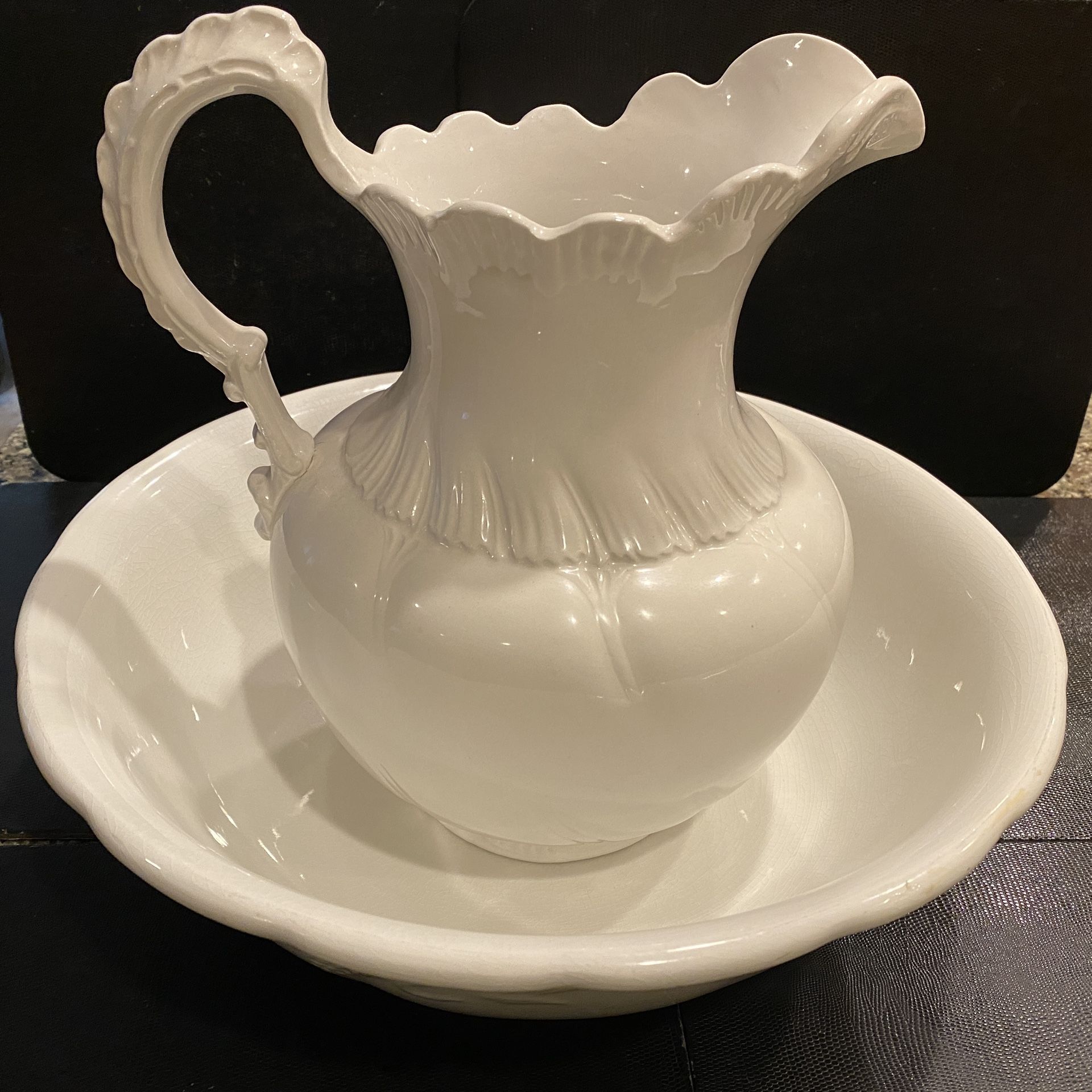 Antique Royal Ironstone China Wash Basin Pitcher Johnson Brothers England White