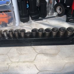 Snap-On 12 pc 3/8" Drive 6-Point Metric Flank Drive® Semi-Deep Impact Socket Set (8-19 mm)