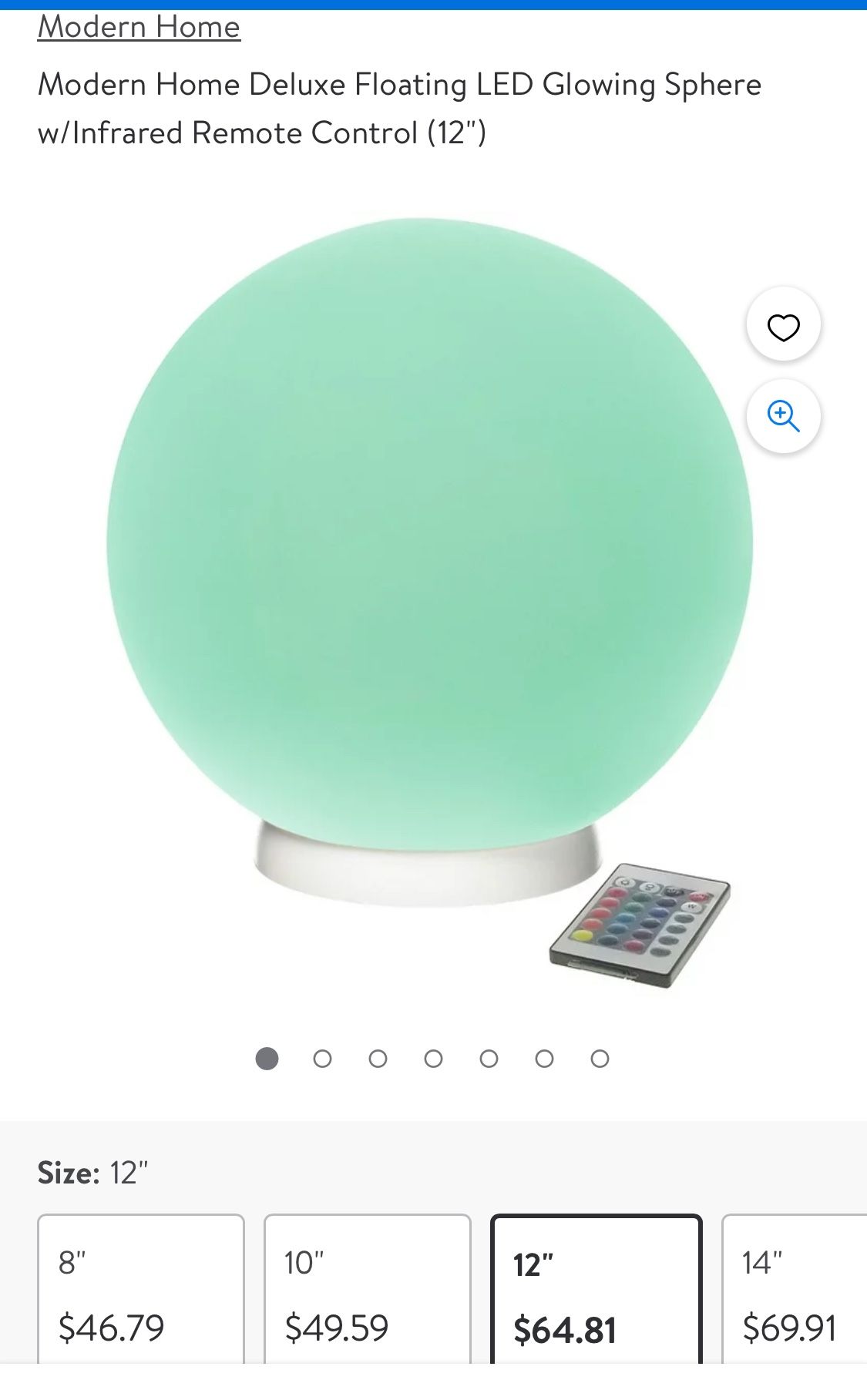 Modern Home LED Glowing Sphere with Infrared Remote Control 12 in
