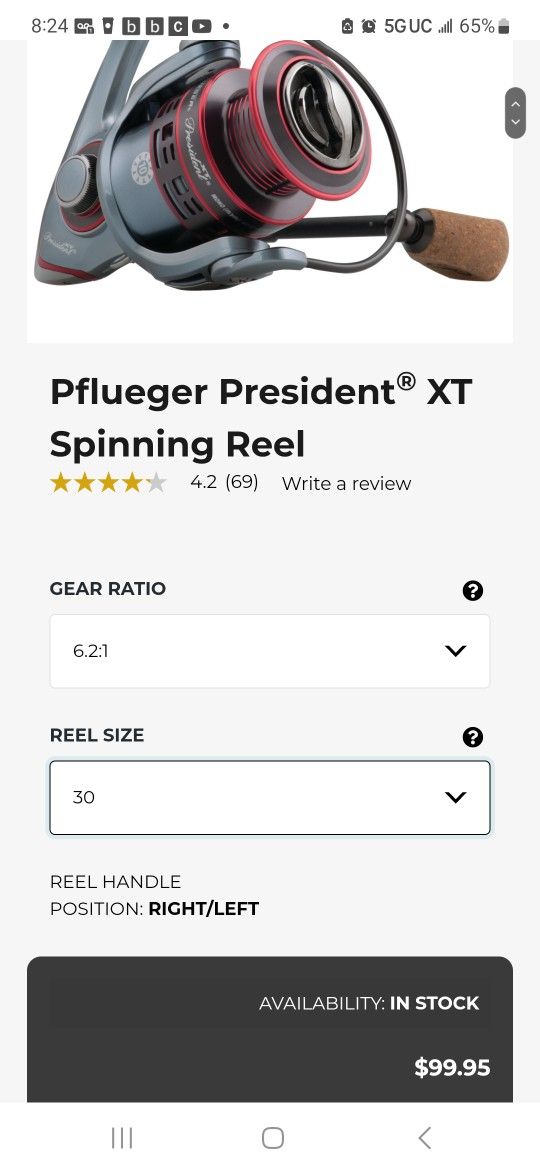 Pflueger President Xt Spinning Reel (30) : Sports & Outdoors 
