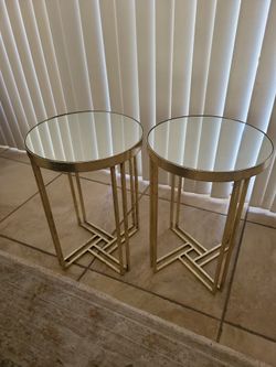 2 gold cocktail tables. 20 inches