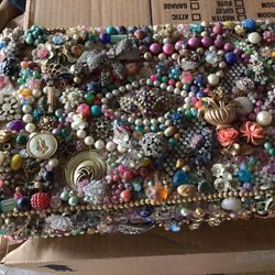 Jewelry Box.   Made Of Vintage Jewelry.    Beautiful Pieces