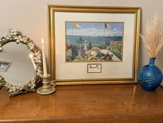 Framed Monet Garden Print – Gold Frame Wall Art – 21x25 Vintage Décor 