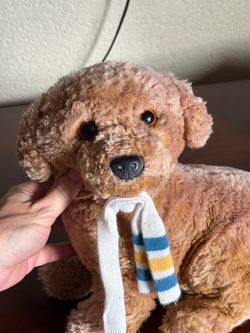 Vintage Soft Classics Brown Puppy Dog Plush with Striped Scarf Description: