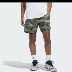 Mens Basketball Shorts Green Camo Adidas 7" Inseam  JP1210 New