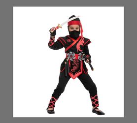 Spooktacular Creations Kids Ninja Costume, Girl Birdy Red Ninja Costume For Halloween Dress Up Party, Ninja Role Playing (Medium (8-10yr))