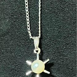 sterling silver pearl star necklace 16”