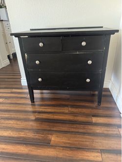 Black Vintage Solid Wood Distressed Dresser