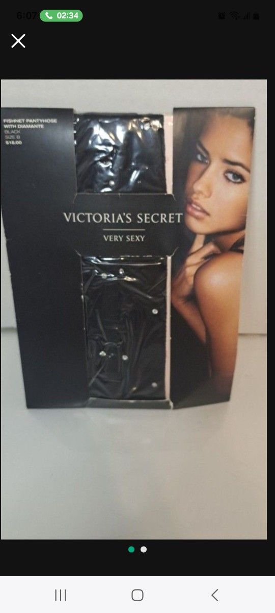 Victoria's Secret Fishnet Pantyhose W/Rhinestones, Size B, Black
