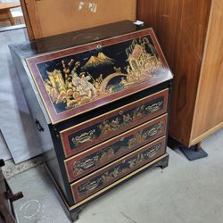 Asian Secretary Desk. Black. Chest Of Drawers. Combo