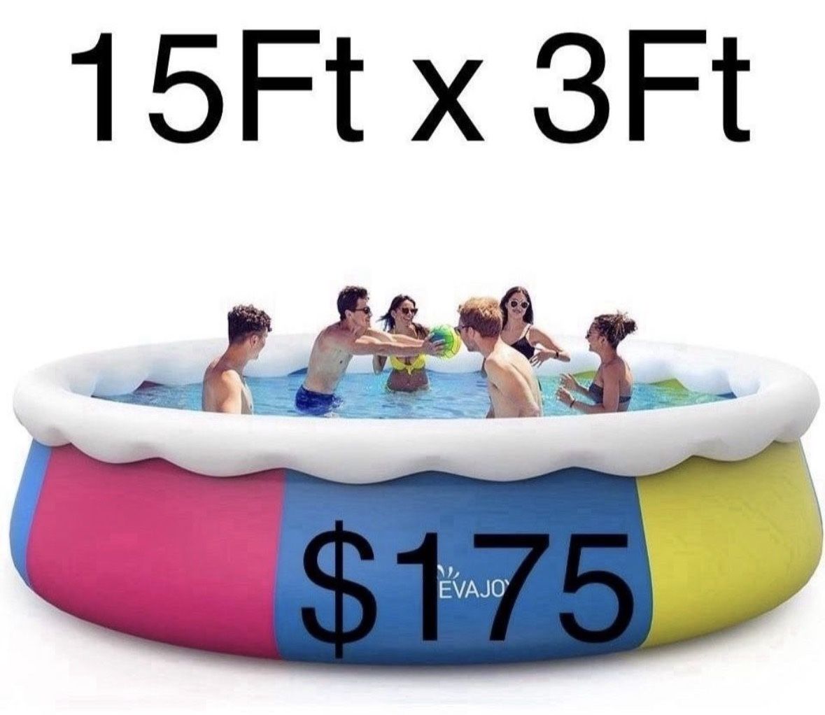 15ft *35in Inflatable Swimming Pool Include Filter Pump, Ground Cloth and Cover,