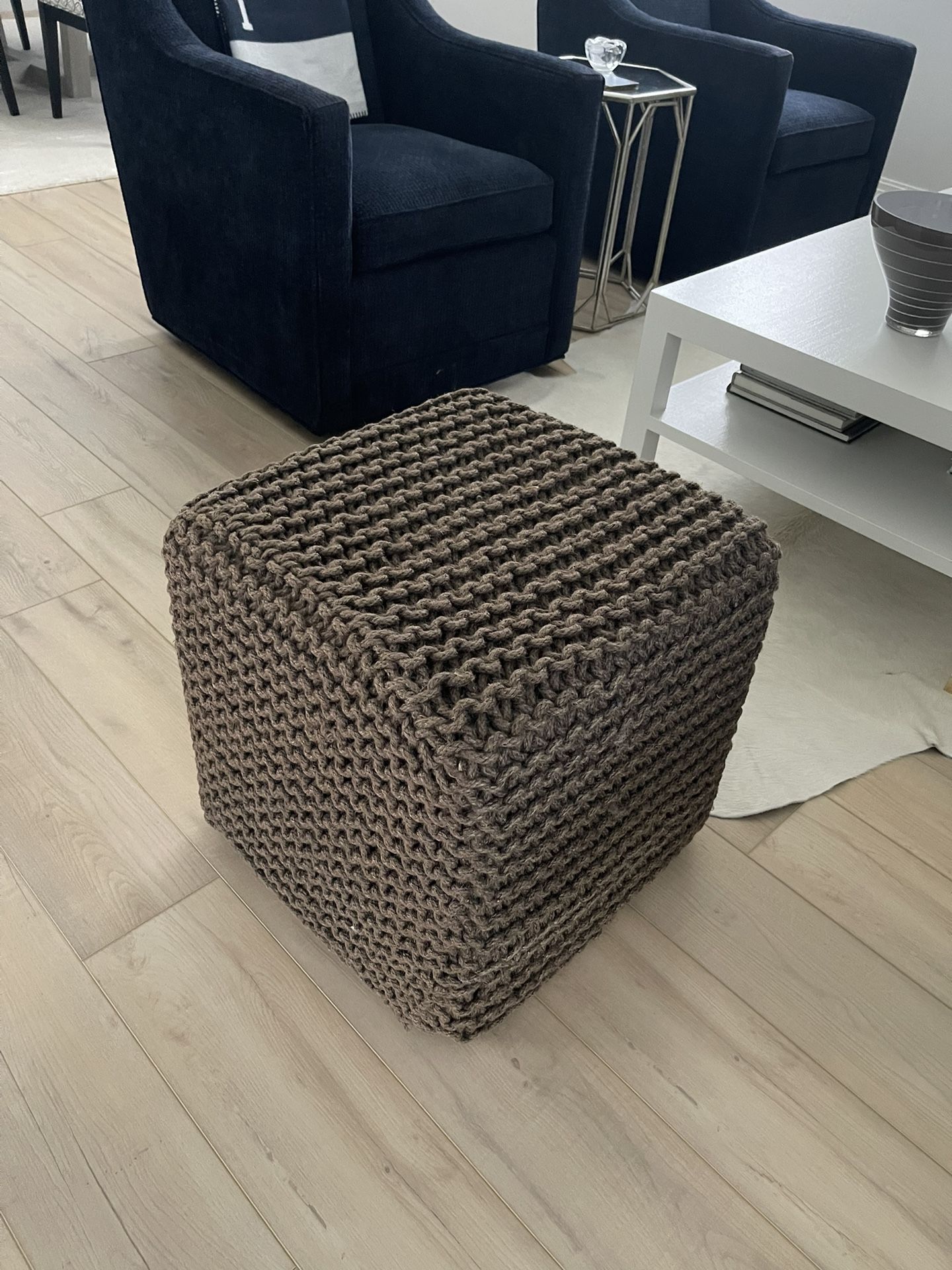 Jute Woven Poof Ottoman Or End Table
