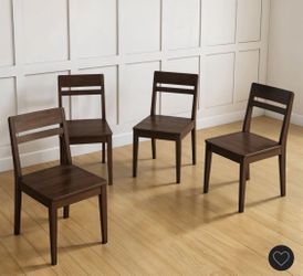 New Set of 4 Mid Century Modern Dining Chairs in Walnut Finish