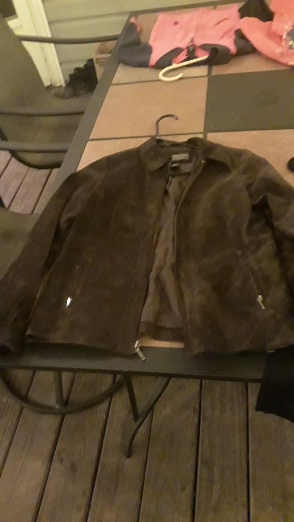 Brown jacket 10/12 n med shirts n 6x kids jacket free