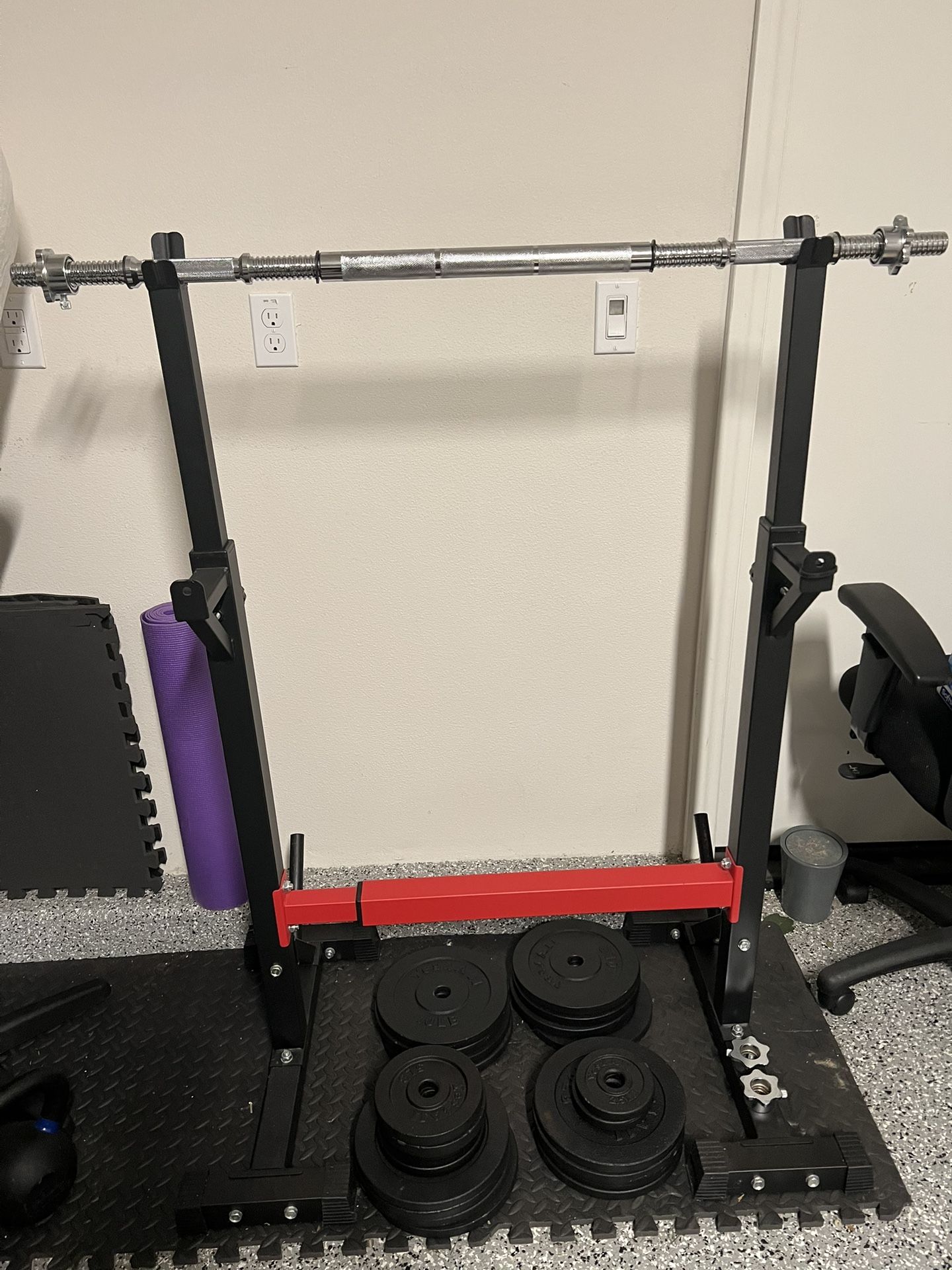 Bench Press Rack With 185 Lbs Weights Total w/ Bench