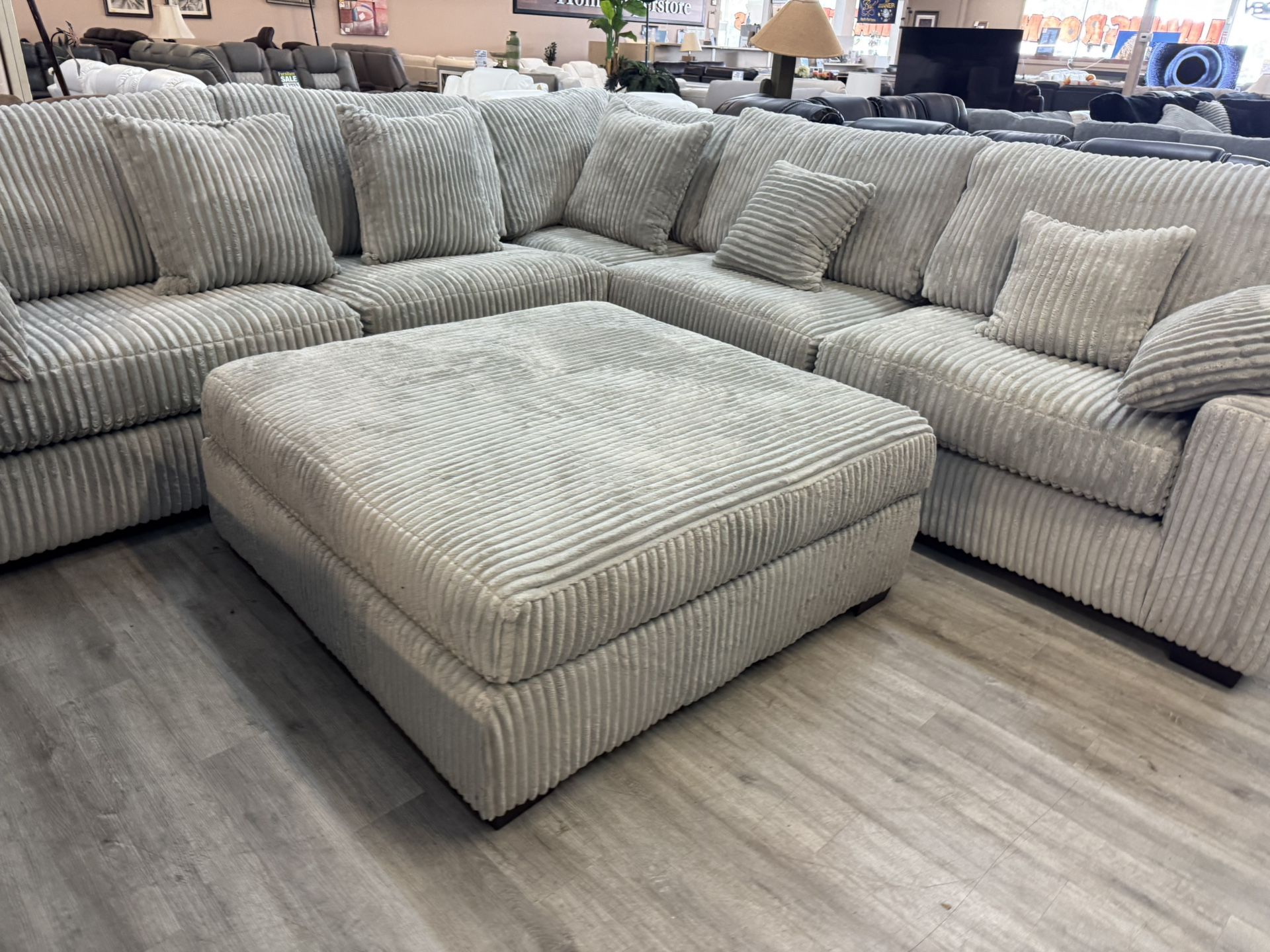 Grey Corduroy Sectional