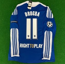Drogba Chelsea Champions League 2012 Munich Final Retro Long Sleeve Jersey XL
