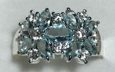 Size 10 aquamarine silver ring